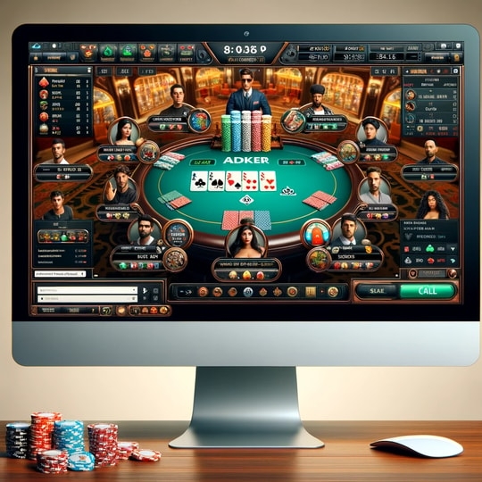 A Computer Screen with an Online Poker Game on it