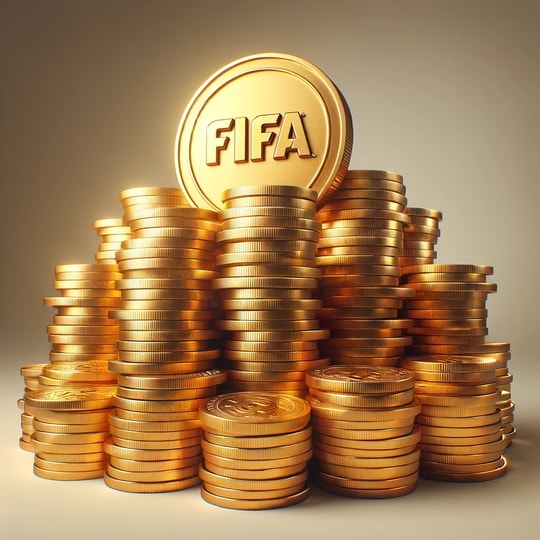 A big Stack of golden Fifa Coins