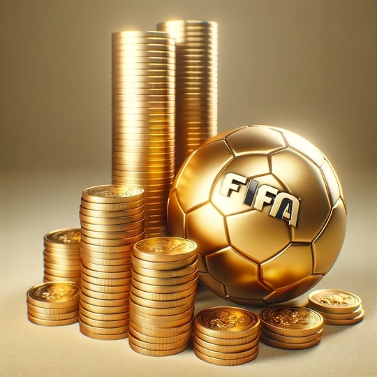 Fifa Coins next to a golden Soccer Ball