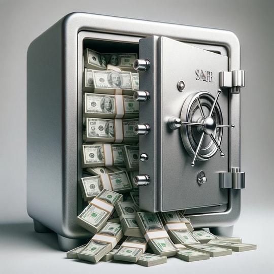 A Safe with Dollar Bills sticking out