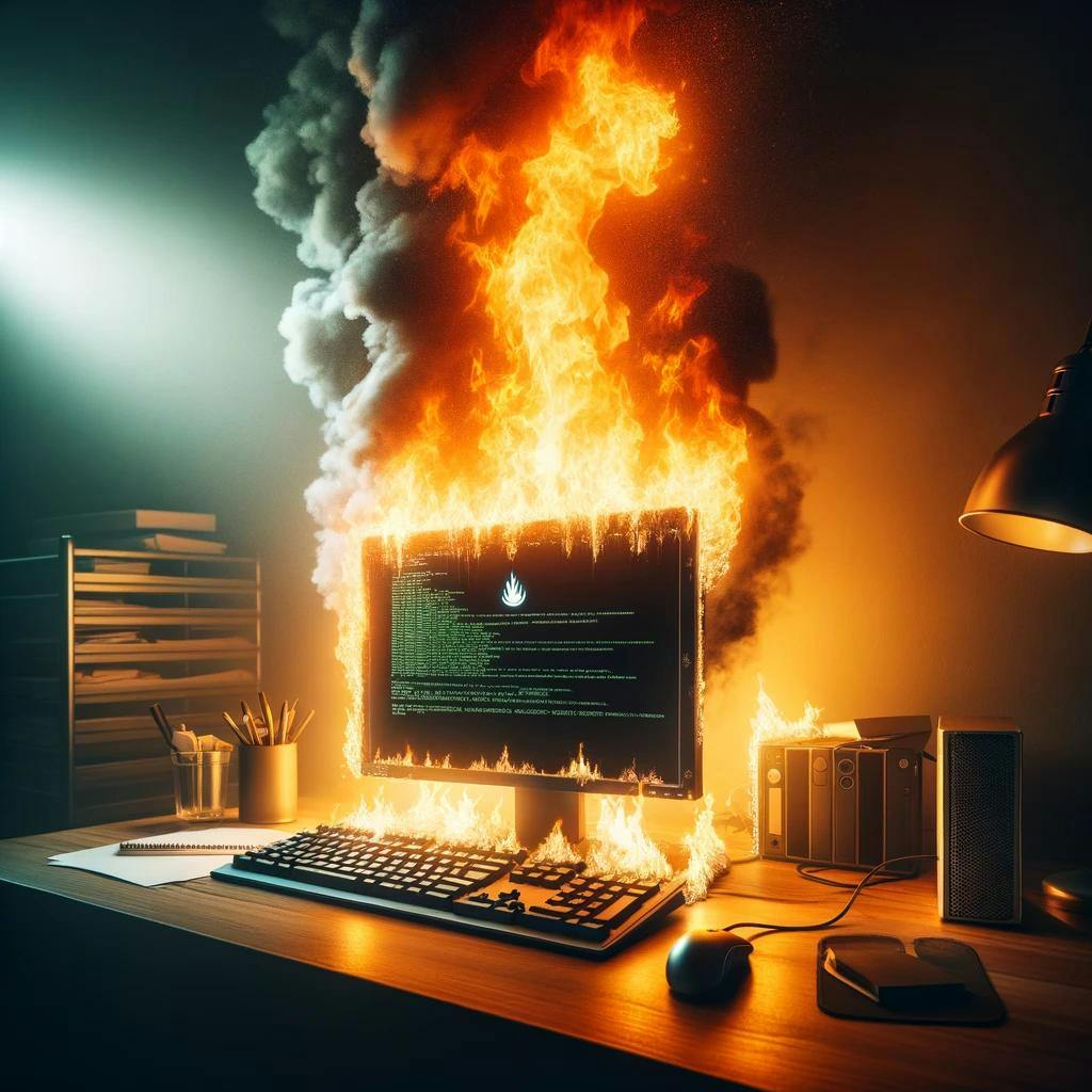 pc on fire because of poker tools 