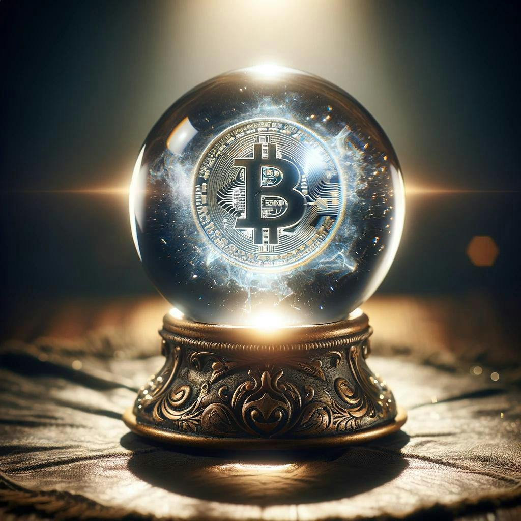 Fortune Teller Ball with a Bitcoin in it