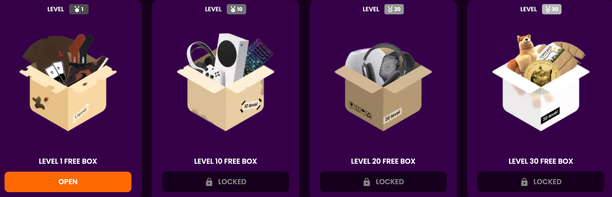 HypeLoot's reward system for mystery boxes 