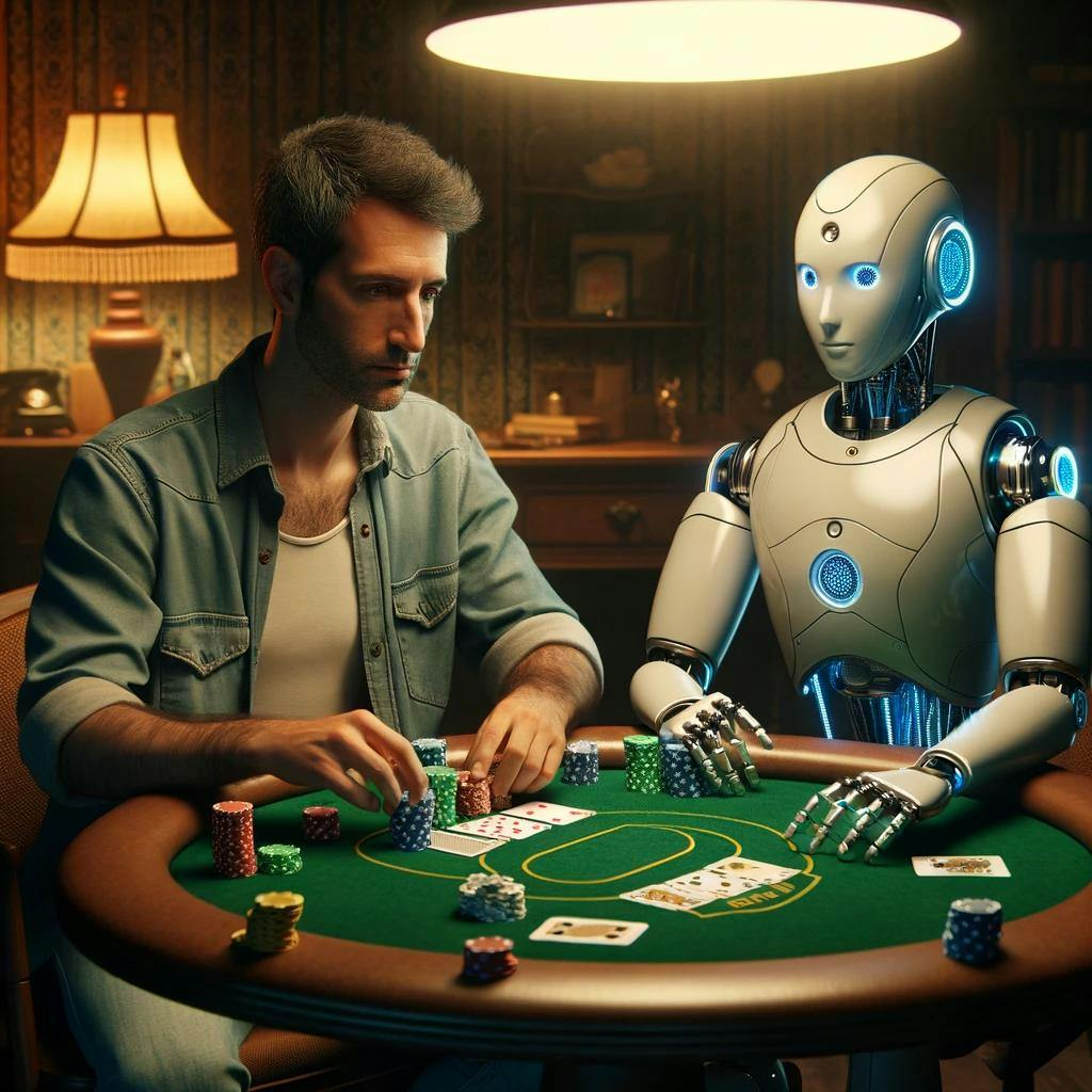 AI playing poker against a human using poker tools 