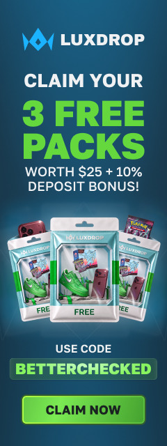 LuxDrop: 3 free packs with code BETTERCHECKED — advertisement